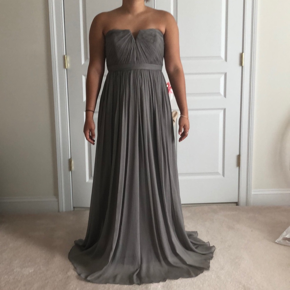 Gray strapless bridesmaid/formal dress
